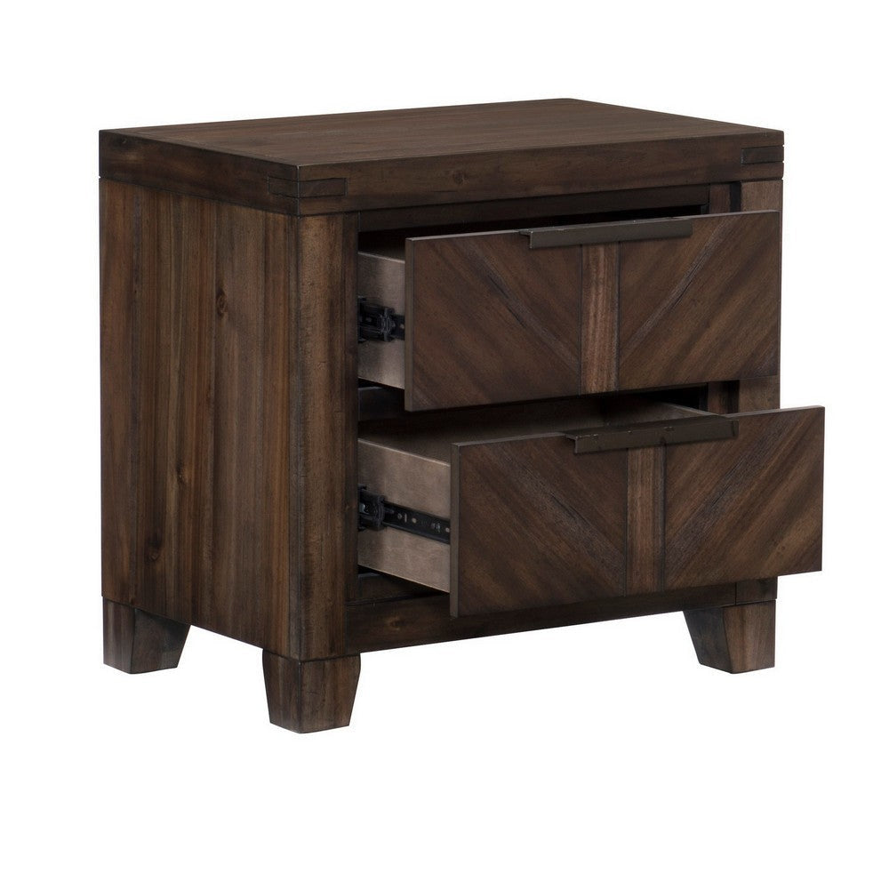 23’’ 2-Drawer Nightstand with Antique Handles Brown By Casagear Home BM219013