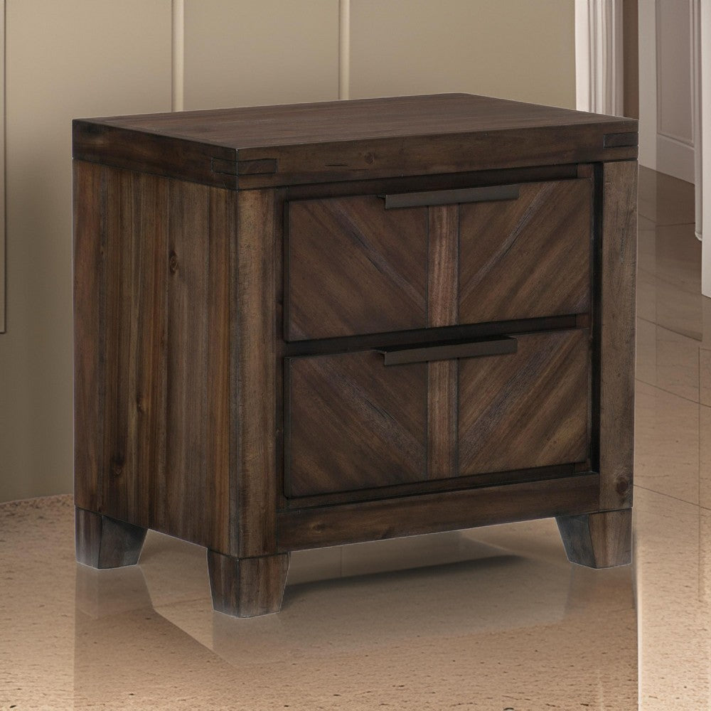 23" 2-Drawer Nightstand with Antique Handles, Brown By Casagear Home