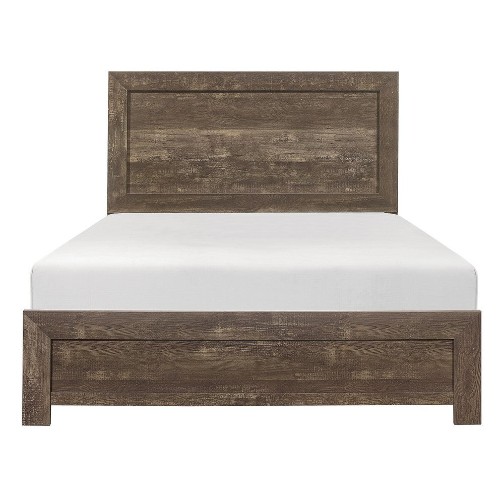 Rustic Panel Design Wooden Queen Size Bed Brown By Casagear Home BM219066