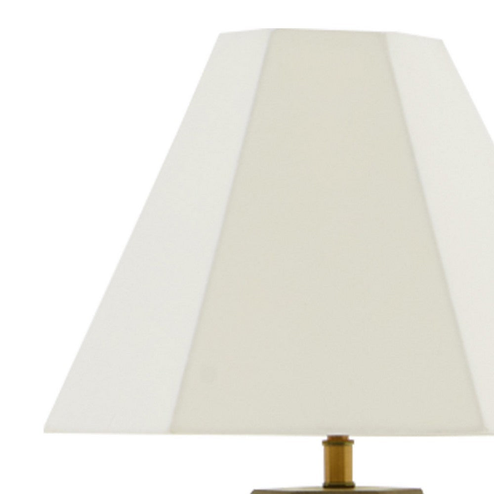 Concrete Base Modern Table Lamp with Empire Shade White and Gray By Casagear Home BM219243