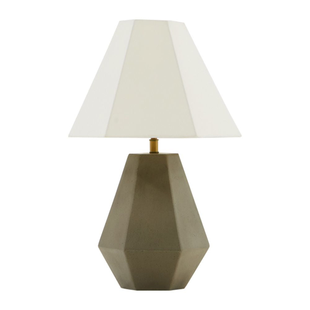 Concrete Base Modern Table Lamp with Empire Shade, White and Gray By Casagear Home