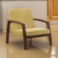 Wooden Lounge Chair with Block Legs and Padded Seat, Yellow By Casagear Home