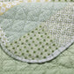 Reversible Fabric Queen Size Quilt Set with Geometric Pattern Motifs,Green By Casagear Home BM219434