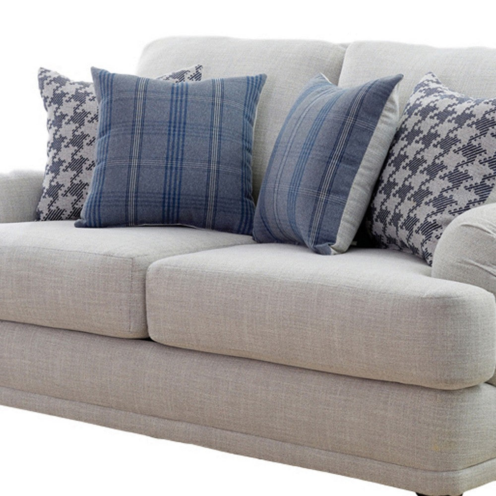 Fabric Upholstered Loveseat with Sloped Armrests and Turned Legs,Light Gray By Casagear Home BM219560