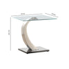 Floating Tempered Glass Top End Table with Metal Support Clear and Silver By Casagear Home BM219589