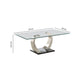 Floating Glass Top Coffee Table with Metal Support Clear and Silver By Casagear Home BM219590