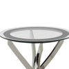 Round Tempered Glass Top End Table with Curved Metal Legs Silver and Clear By Casagear Home BM219597