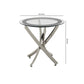 Round Tempered Glass Top End Table with Curved Metal Legs Silver and Clear By Casagear Home BM219597