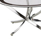 Round Tempered Glass Top Coffee Table with Metal Legs Silver and Clear By Casagear Home BM219598