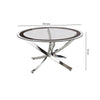 Round Tempered Glass Top Coffee Table with Metal Legs Silver and Clear By Casagear Home BM219598