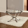 Round Tempered Glass Top Coffee Table with Metal Legs Silver and Clear By Casagear Home BM219598