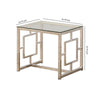 Tempered Glass Top End Table with Lattice Cut Out Panels Silver and Clear By Casagear Home BM219599