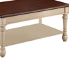 Wooden Frame Coffee Table with Turned Legs Brown and Antique White By Casagear Home BM219602