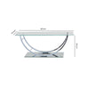 Tempered Glass Top Coffee Table with U Shape Metal Frame Chrome and Clear By Casagear Home BM219604