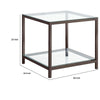 Glass Top End Table with Metal Frame and Open Shelf Nickel By Casagear Home BM219614