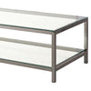 Glass Top Coffee Table with Metal Frame and Open Shelf Silver By Casagear Home BM219615