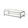 Glass Top Coffee Table with Metal Frame and Open Shelf Silver By Casagear Home BM219615