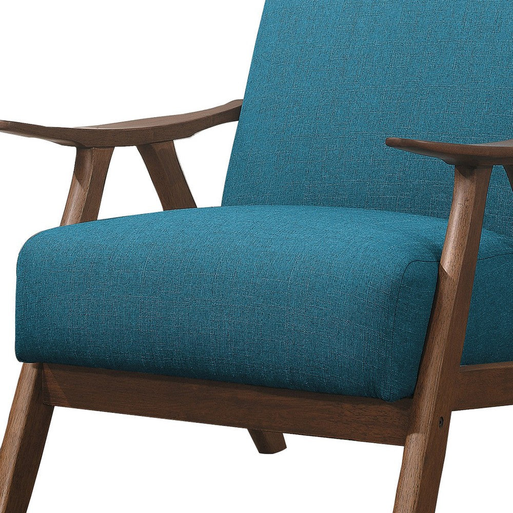 Fabric Upholstered Accent Chair with Curved Armrests Blue By Casagear Home BM219773