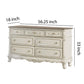 7 Drawer Dresser with Floral Motif Carving Details Antique White and Brown By Casagear Home BM219790