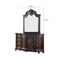 Traditional Style Wooden Dresser Mirror with Engraved Details Cherry Brown By Casagear Home BM219797