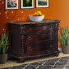 European Style Nightstand with 3 Drawers and Marble Top Dark Cherry Brown By Casagear Home BM219819