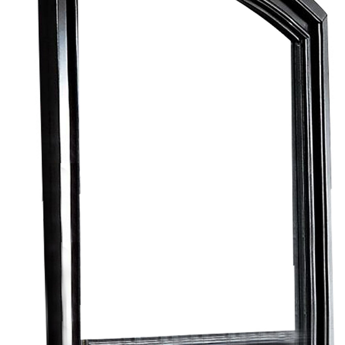 42’’ Wooden Frame Dresser Mirror with Curved Top Black By Casagear Home BM219846