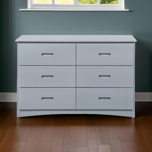 32" Wooden Dresser with 6 Drawers and Recessed Handles, Gray By Casagear Home