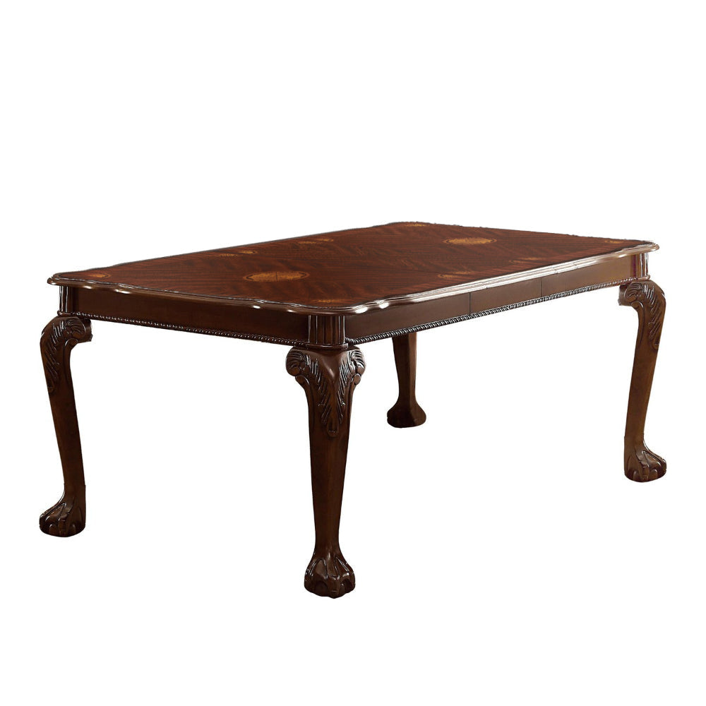 Wooden Extendable Leaf Dining Table with Cabriole Legs, Dark Brown By Casagear Home