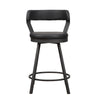 Leatherette Counter Height Chair with Metal Slanted Legs,Set of 2,Dark Gray Black By Casagear Home BM219929