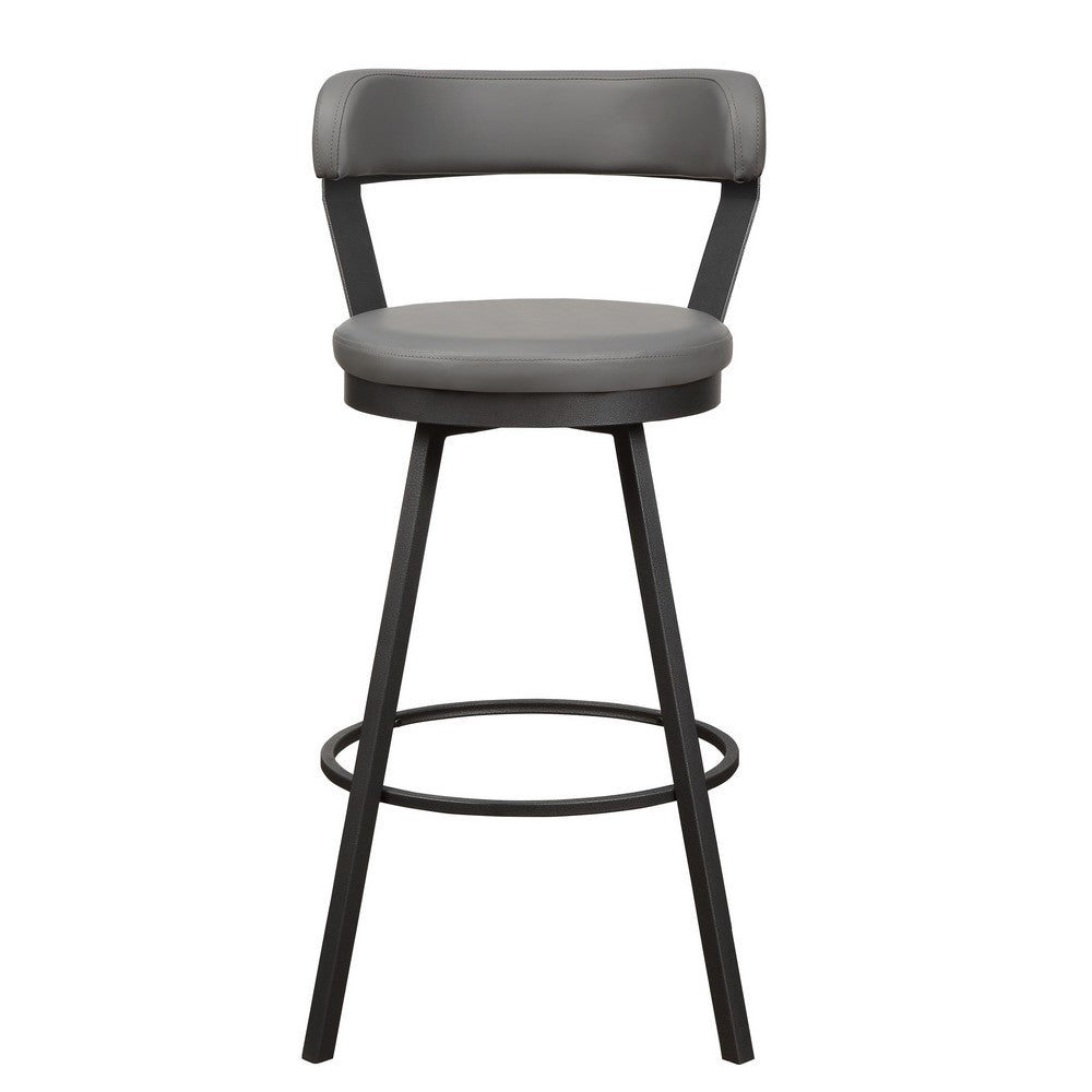 25’’ Leatherette Pub Chair with Metal Legs Set of 2 Gray By Casagear Home BM219936