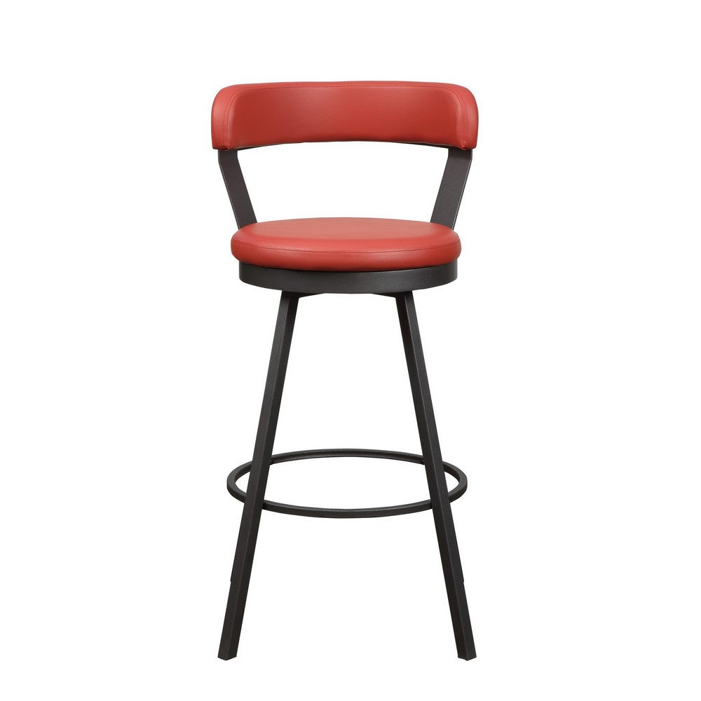 25’’ Leatherette Pub Chair with Metal Legs Set of 2 Red By Casagear Home BM219937