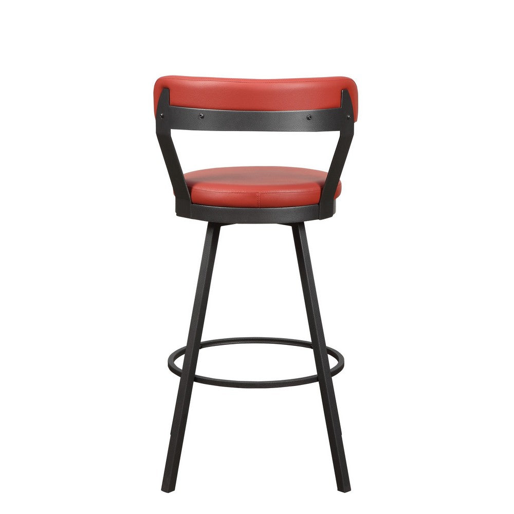 25’’ Leatherette Pub Chair with Metal Legs Set of 2 Red By Casagear Home BM219937