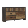 Plank Style 6 Drawer Wooden Dresser with Metal Bar Handles, Brown By Casagear Home