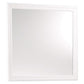 Transitional Square Mirror with Wooden Encasing and Convex Edges, White By Casagear Home