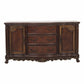 2 Doors Cabinet Wooden Buffet with 3 Drawers and Claw Feet Cherry Brown By Casagear Home BM220089