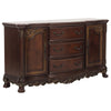 2 Doors Cabinet Wooden Buffet with 3 Drawers and Claw Feet, Cherry Brown By Casagear Home