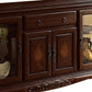 Traditional 2 Glass Cabinet Buffet with 1 Drawer and Bracket Feet Brown By Casagear Home BM220148