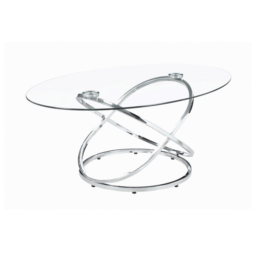 3 Piece Metal Frame Coffee Table Set with Glass Top Set of 3 Silver By Casagear Home BM220235