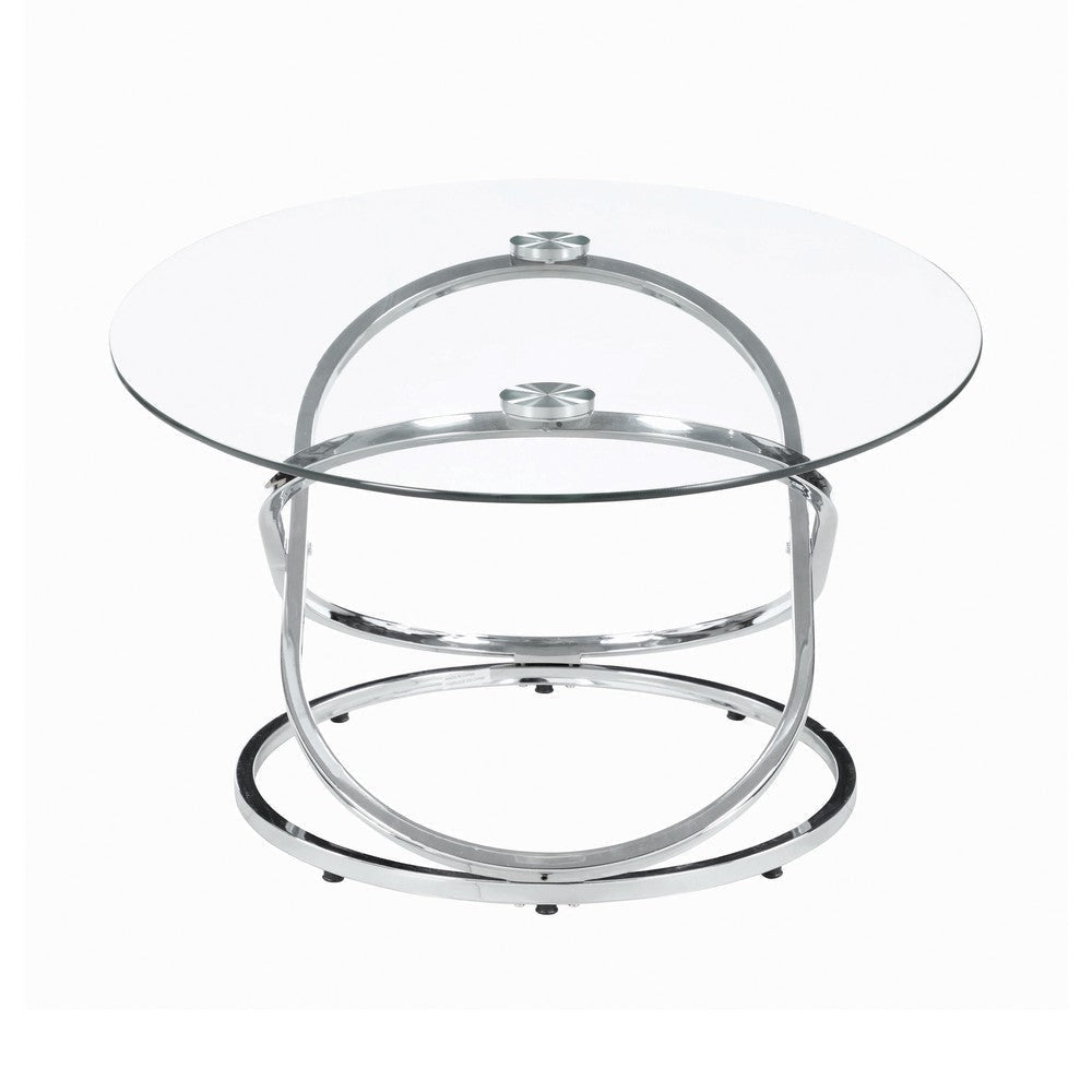 3 Piece Metal Frame Coffee Table Set with Glass Top Set of 3 Silver By Casagear Home BM220235