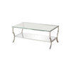 Glass Top Coffee Table with Metal Frame and Mirror Shelf, Chrome By Casagear Home