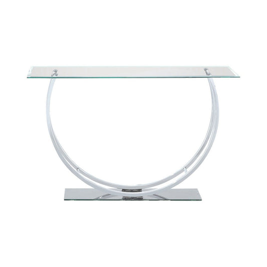 Contemporary U Shape Glass Tabletop Sofa Table, Silver By Casagear Home