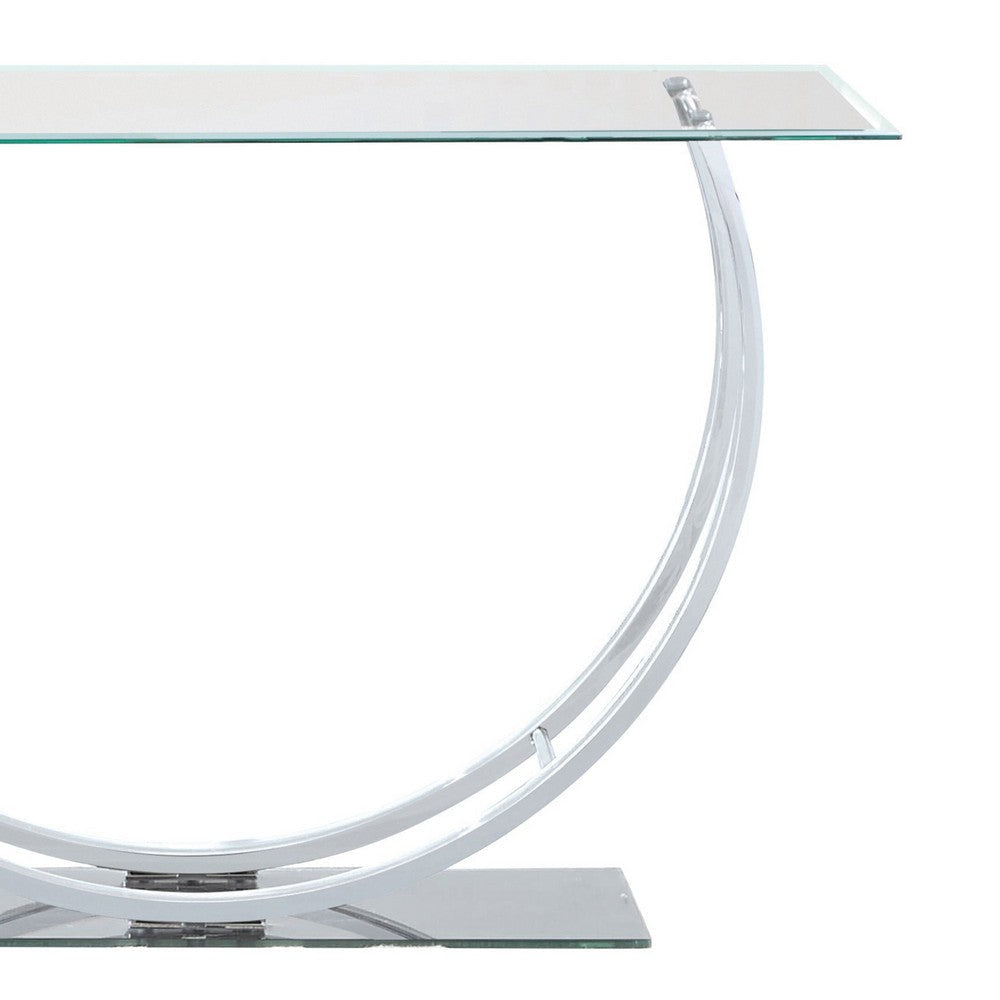 Contemporary U Shape Glass Tabletop Sofa Table Silver By Casagear Home BM220321