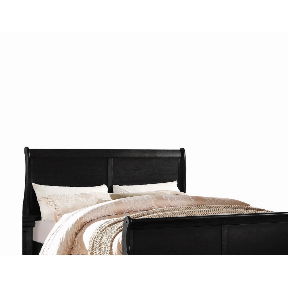 Wooden Full Bed with Panel Design Sleigh Headboard and Footboard Brown By Casagear Home BM220329