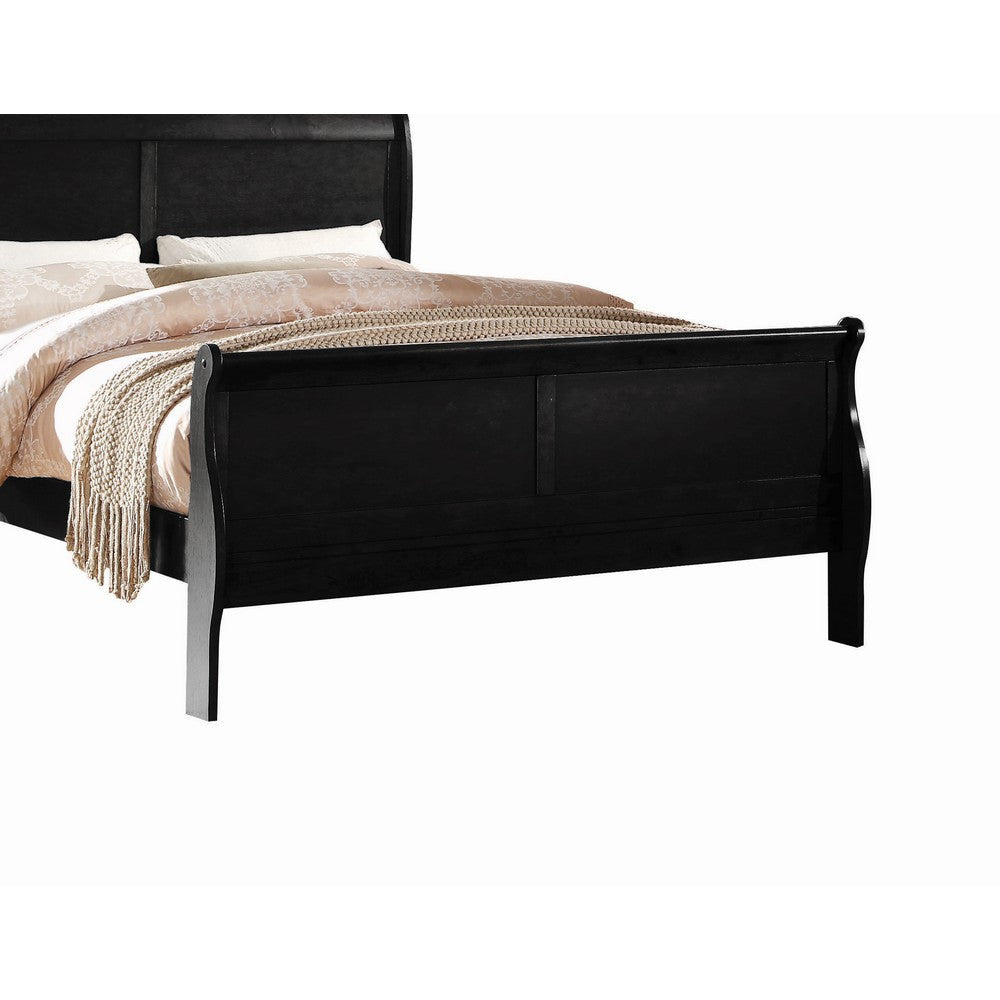 Wooden Full Bed with Panel Design Sleigh Headboard and Footboard Brown By Casagear Home BM220329