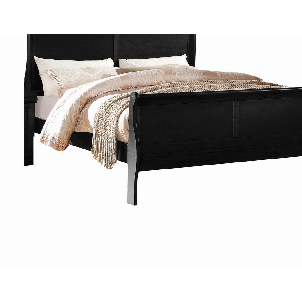 Wooden Full Bed with Panel Design Sleigh Headboard and Footboard Brown By Casagear Home BM220329