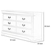 6 Drawer Wooden Dresser with Metal Hanging Pulls and Bracket Feet White By Casagear Home BM220334