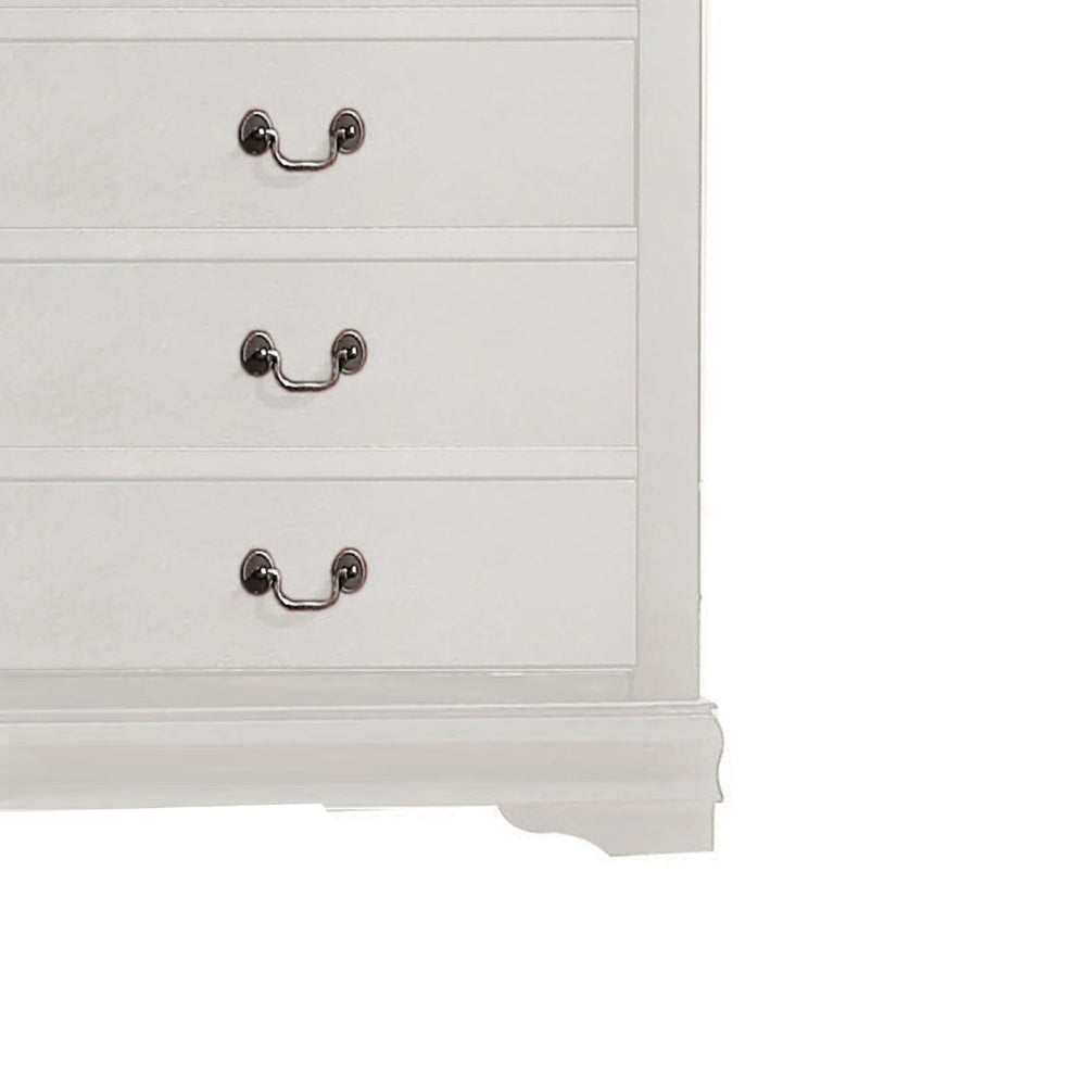 47 5-Drawer Chest with Metal Hanging Pulls White By Casagear Home BM220335