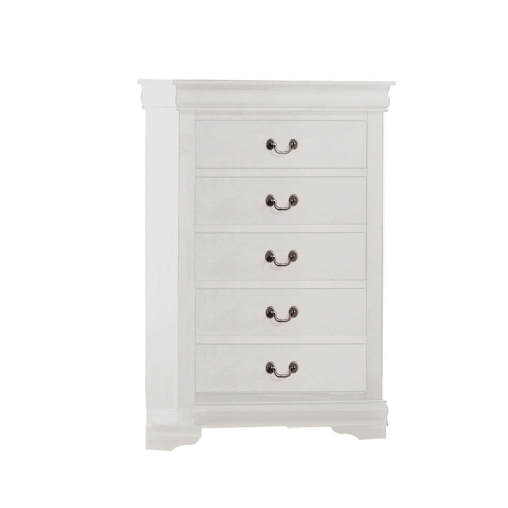 47 5-Drawer Chest with Metal Hanging Pulls White By Casagear Home BM220335