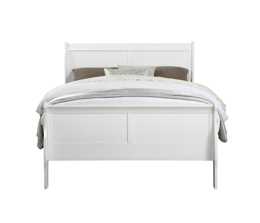 Wooden Full Bed with Panel Design Sleigh Headboard and Footboard White By Casagear Home BM220336