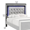 Faux Crystal Tufted Fabric Twin Headboard with LED Trim Silver and Black By Casagear Home BM220404